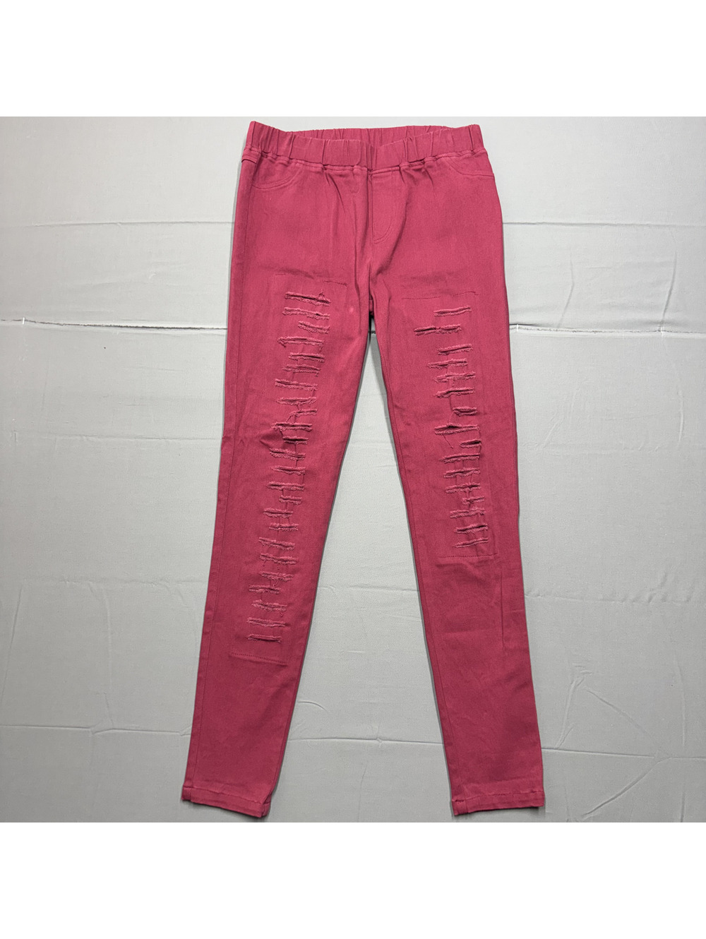 Umgee Womens Distressed Ripped Jeggings Skinny Pants Size L Magenta Pink Boho